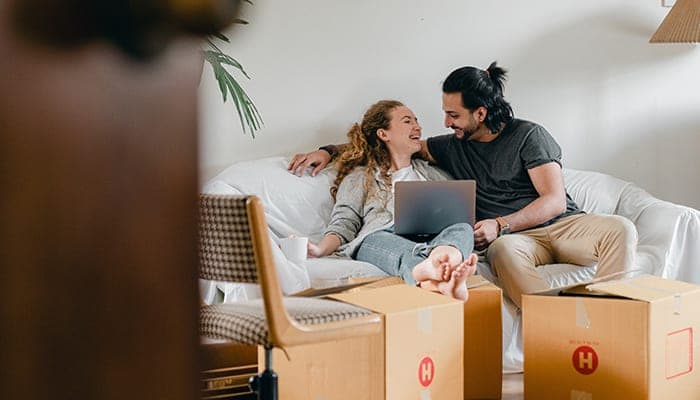 couple with boxes